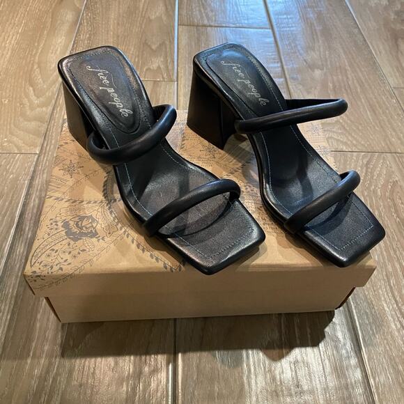 Free People Black Parker Double Strap Heel Sandal Sz 6.5 NWT - Picture 9 of 12